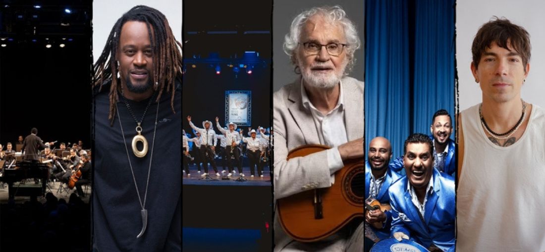 Da esq. para dir. Orquestra Bachiana Sesi-SP, Toni Garrido, Renato Teixeira, Os Originais do Samba e Di Ferrero - Crédito: Divulgação