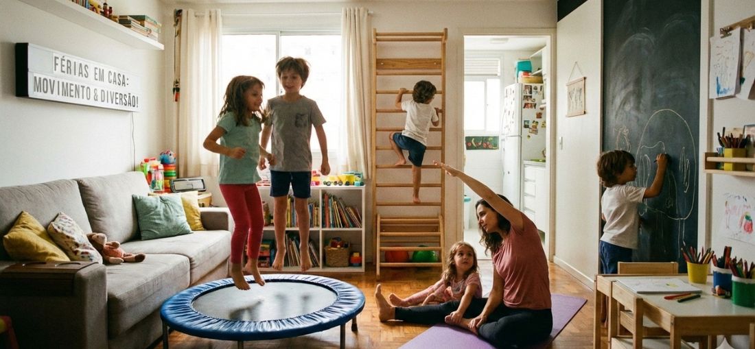 Férias escolares em casa: como manter as crianças ativas com brincadeiras em família