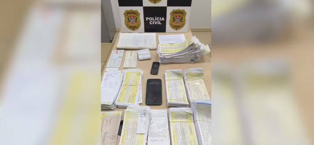 Objetos apreendidos em operação contra agiotagem em Catanduva (SP) — Foto: Polícia Civil 
