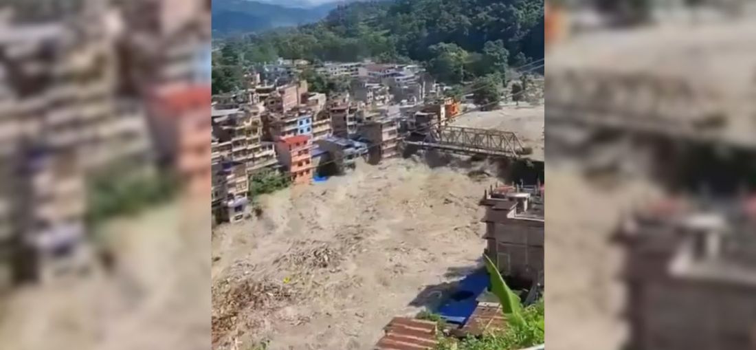 Um terremoto de magnitude 4,4 pode ter desencadeado a sequência que provocou uma inundação no Nepal Foto: X/Reprodução/ND Mais